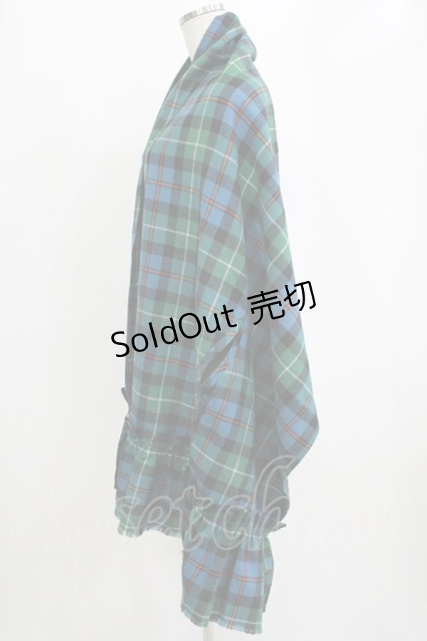画像2: Jane Marple / Tartan check many wayストール  ブルー×グリーン H-26-01-25-048-JM-ZA-KB-ZH (2)