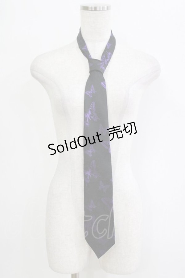 画像1: BPN / 蝶柄ジャガードネクタイ  黒×紫 H-26-01-25-050-GO-ZA-KB-ZH (1)