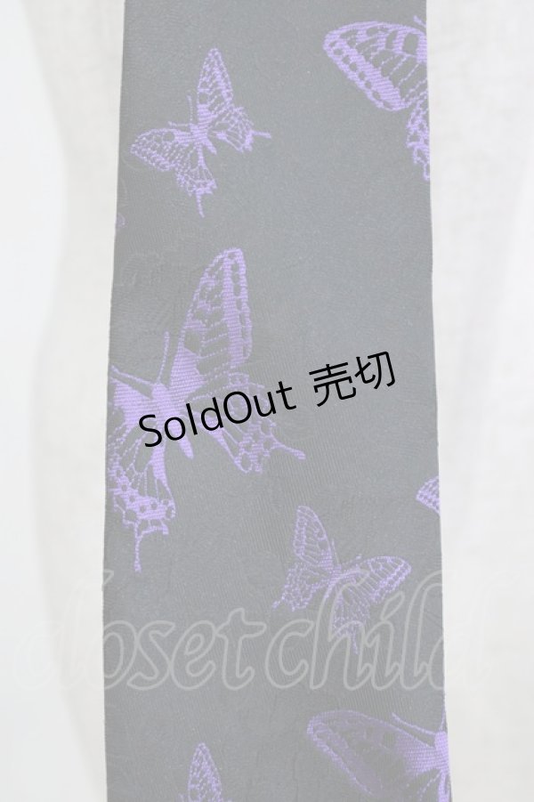 画像2: BPN / 蝶柄ジャガードネクタイ  黒×紫 H-26-01-25-050-GO-ZA-KB-ZH (2)