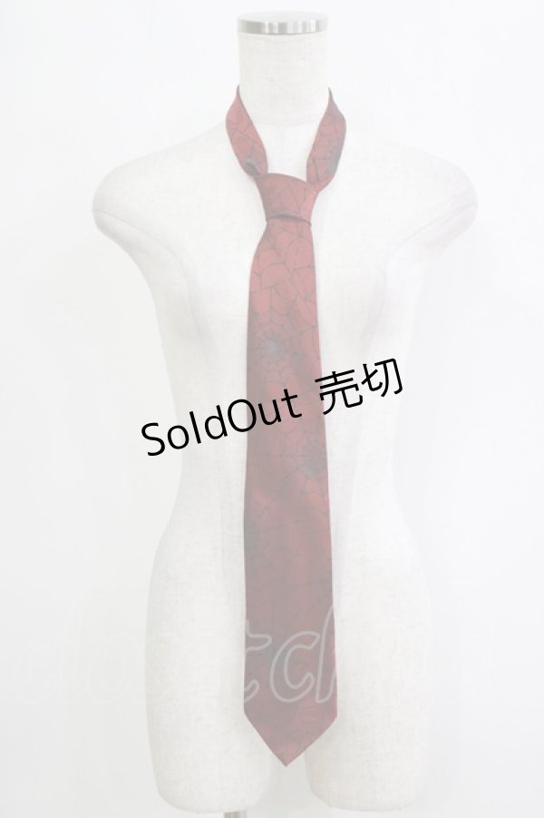 画像1: BPN / 蜘蛛の巣柄ネクタイ  赤 H-26-01-25-051-GO-ZA-KB-ZH (1)