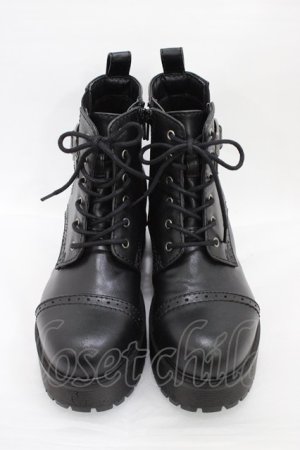 画像: YOSUKE / 厚底ショートブーツ L ブラック H-26-01-25-1001-PU-SH-KB-ZH