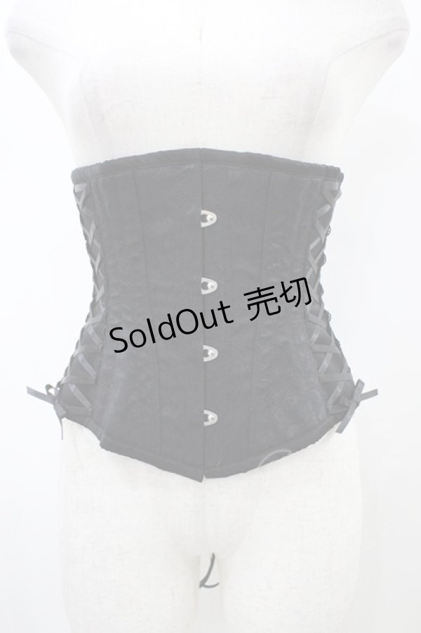 画像1: abilletage / ローズサテンミニコルセット 3 ブラック H-26-01-25-1006-GO-ZA-KB-ZH (1)