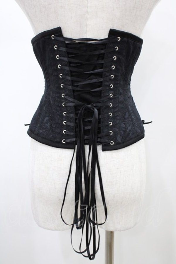 画像2: abilletage / ローズサテンミニコルセット 3 ブラック H-26-01-25-1006-GO-ZA-KB-ZH (2)