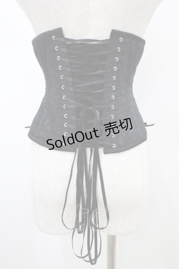 画像2: abilletage / ローズサテンミニコルセット 3 ブラック H-26-01-25-1006-GO-ZA-KB-ZH (2)