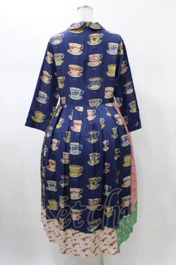 画像2: Jane Marple Dans Le Salon / Royal bone china patchwork dress  ブルーミックス H-26-01-25-1030-JM-OP-KB-ZH (2)