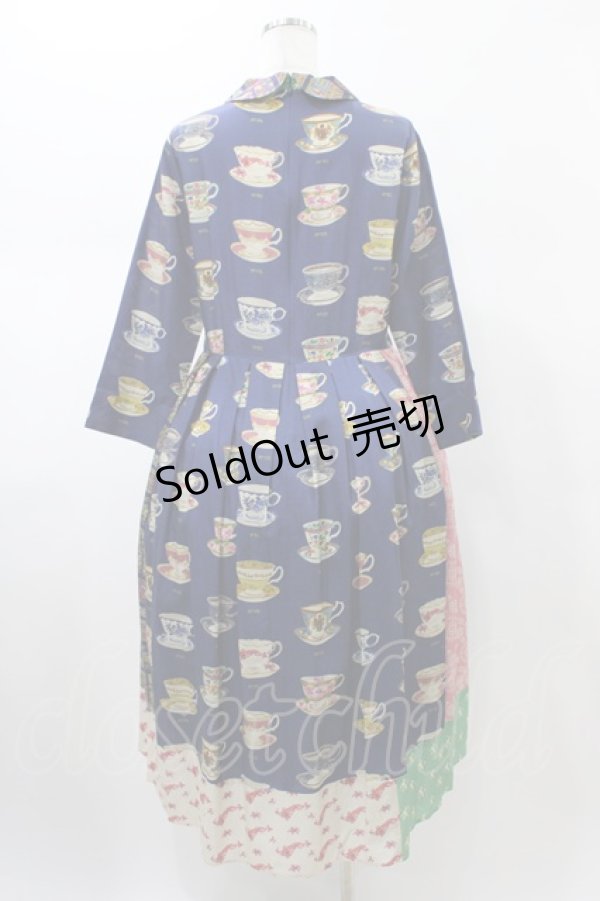 画像2: Jane Marple Dans Le Salon / Royal bone china patchwork dress  ブルーミックス H-26-01-25-1030-JM-OP-KB-ZH (2)