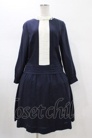 画像: Jane Marple / ボイルとシフォンのコレットドレス  ネイビー H-26-01-25-1031-JM-OP-KB-ZH