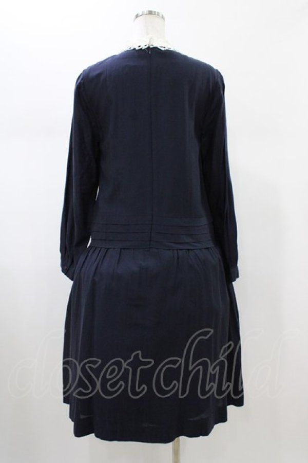 画像2: Jane Marple / ボイルとシフォンのコレットドレス  ネイビー H-26-01-25-1031-JM-OP-KB-ZH (2)