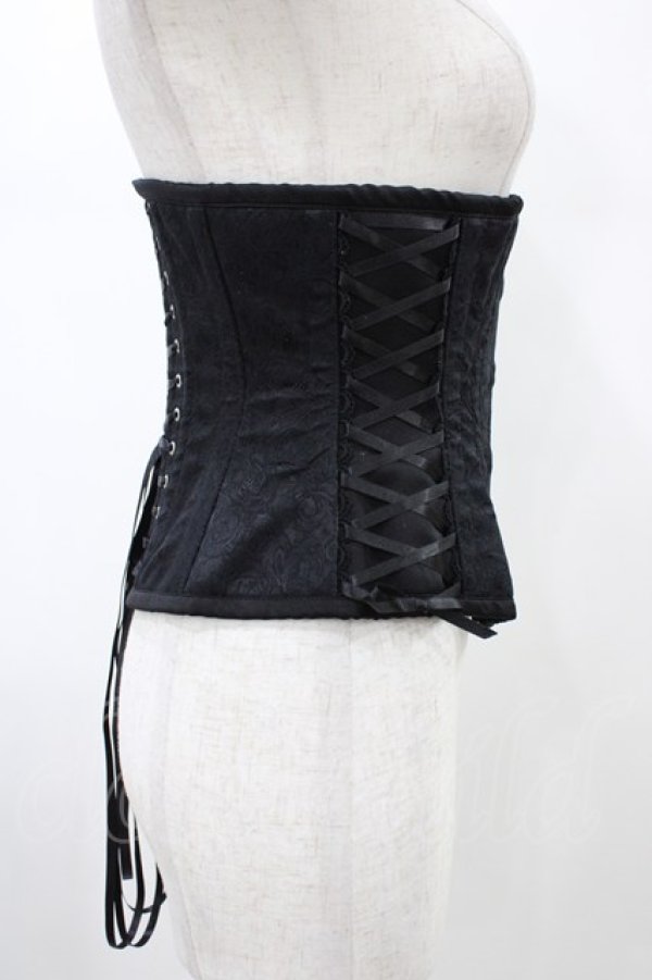 画像3: abilletage / ローズサテンミニコルセット 3 ブラック H-26-01-25-1006-GO-ZA-KB-ZH (3)