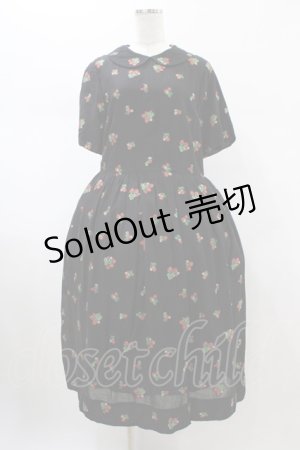 画像: Jane Marple / Strawberry jacquard colette dress  ブラック H-26-01-25-1033-JM-OP-KB-ZH