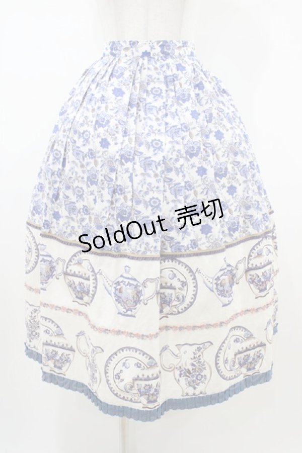 画像1: Jane Marple Dans Le Salon / マイセンコレクションロングスカート M ブルー H-26-01-25-1038-JM-SK-KB-ZH (1)