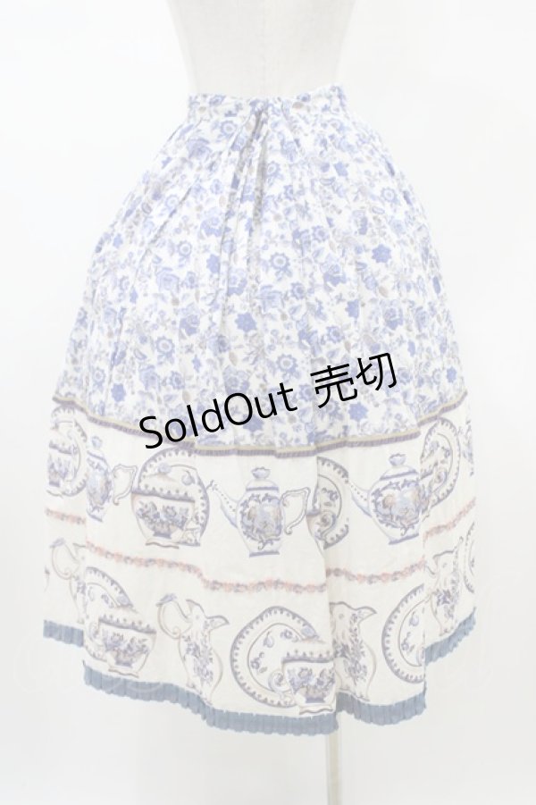 画像2: Jane Marple Dans Le Salon / マイセンコレクションロングスカート M ブルー H-26-01-25-1038-JM-SK-KB-ZH (2)