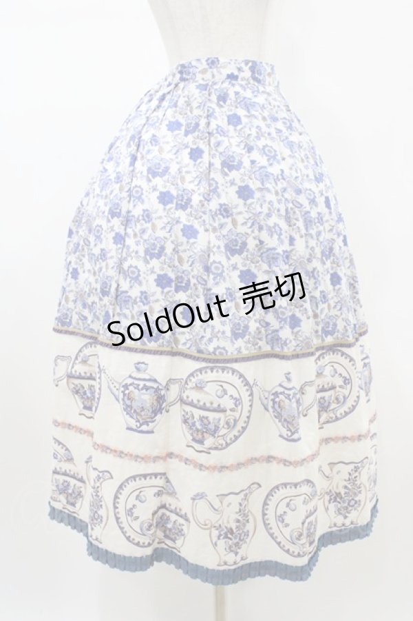 画像3: Jane Marple Dans Le Salon / マイセンコレクションロングスカート M ブルー H-26-01-25-1038-JM-SK-KB-ZH (3)