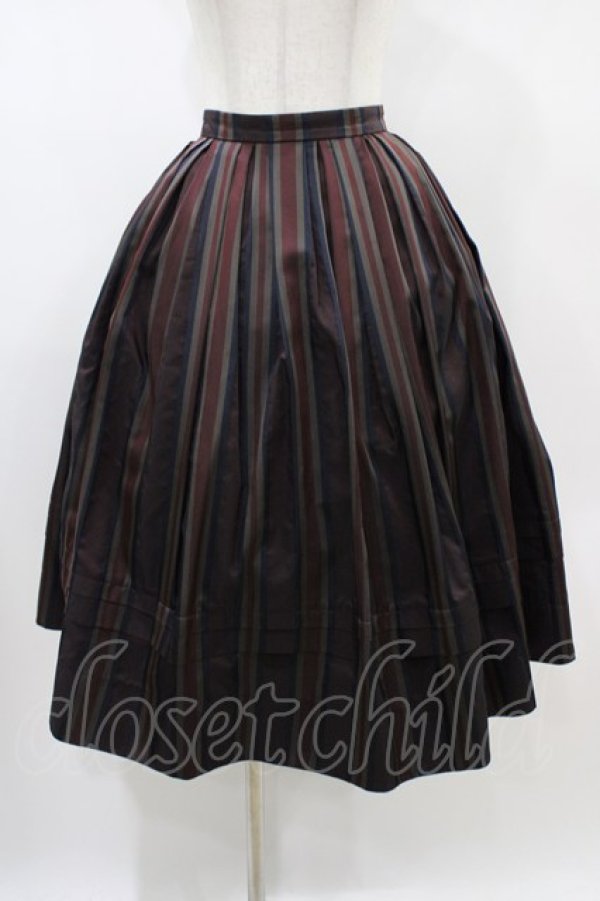 画像1: Jane Marple Dans Le Salon / Old England stripe quatre tuck skirt M ワイン H-26-01-25-1043-JM-SK-KB-ZH (1)
