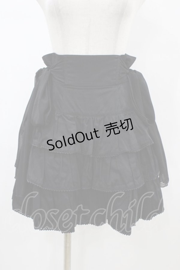 画像1: BPN / シフォンリボンフリルスカート  ブラック H-26-01-25-1044-GO-SK-KB-ZH (1)