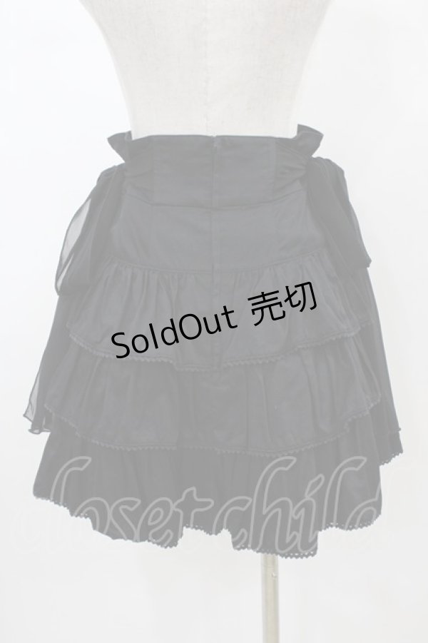 画像2: BPN / シフォンリボンフリルスカート  ブラック H-26-01-25-1044-GO-SK-KB-ZH (2)