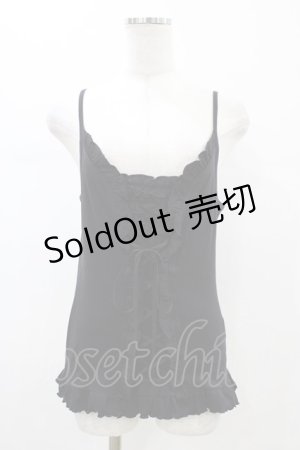 画像: BPN / レイヤード風フリルキャミ  ブラック H-26-01-25-1048-GO-TO-KB-ZH