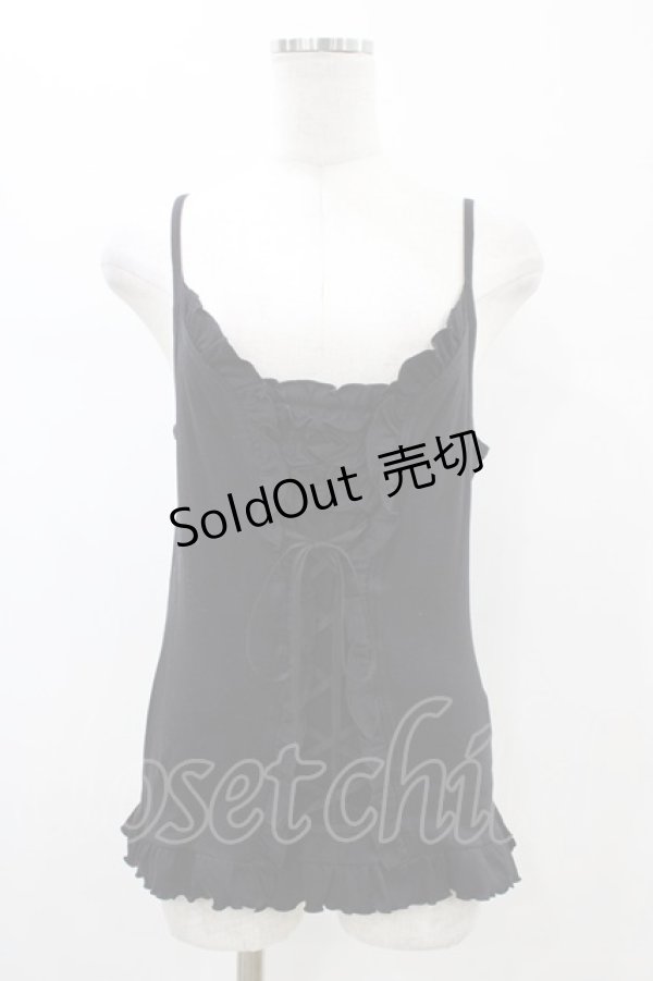 画像1: BPN / レイヤード風フリルキャミ  ブラック H-26-01-25-1048-GO-TO-KB-ZH (1)