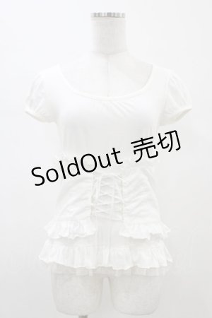 画像: BPN / コルセット風カットソー  ホワイト H-26-01-25-1050-GO-TO-KB-ZH