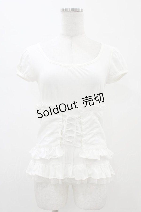 画像1: BPN / コルセット風カットソー  ホワイト H-26-01-25-1050-GO-TO-KB-ZH (1)