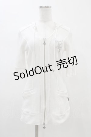 画像: Ozz oneste / 半袖ZIPパーカー  白 H-26-01-25-1051-OO-TO-KB-ZH