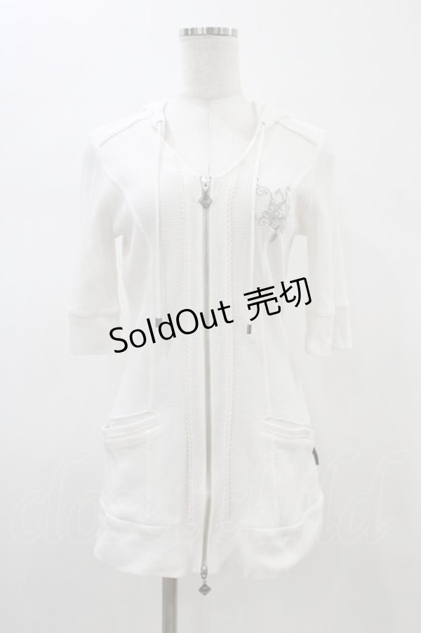 画像1: Ozz oneste / 半袖ZIPパーカー  白 H-26-01-25-1051-OO-TO-KB-ZH (1)