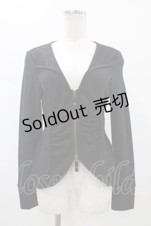 画像: Rozen Kavalier / レース切替ZIPカーディガン  ブラック H-26-01-25-1053-OO-TO-KB-ZH