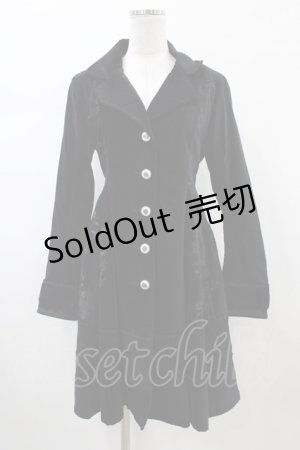 画像: FRILL / レース切替プリント別珍コート  ブラック H-26-01-25-1009-HN-CO-KB-ZH