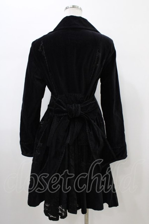 画像2: FRILL / レース切替プリント別珍コート  ブラック H-26-01-25-1009-HN-CO-KB-ZH (2)