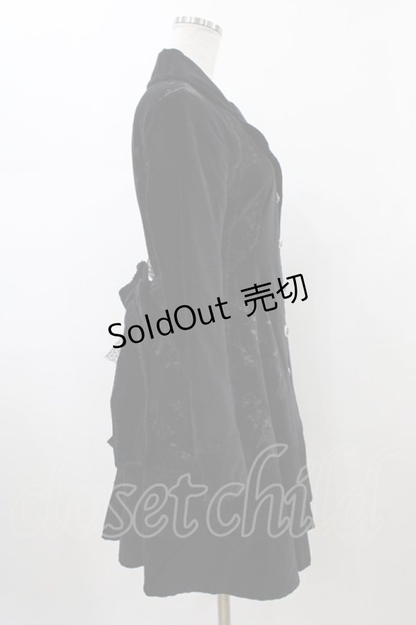 画像3: FRILL / レース切替プリント別珍コート  ブラック H-26-01-25-1009-HN-CO-KB-ZH (3)