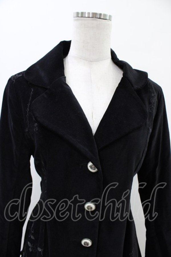 画像4: FRILL / レース切替プリント別珍コート  ブラック H-26-01-25-1009-HN-CO-KB-ZH (4)