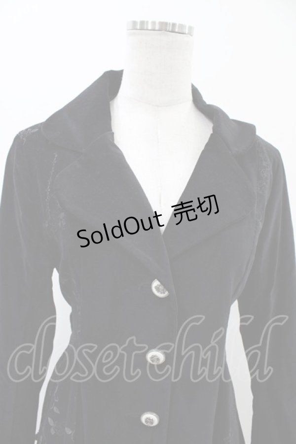 画像4: FRILL / レース切替プリント別珍コート  ブラック H-26-01-25-1009-HN-CO-KB-ZH (4)