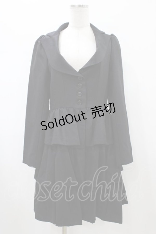 画像1: BPN / フリルロングジャケット  ブラック H-26-01-25-1010-GO-JA-KB-ZH (1)