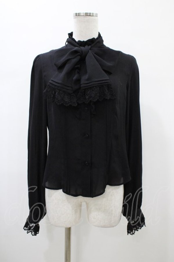 画像1: Moi-meme-Moitie / ローズリボンブラウス  ブラック H-26-01-25-1012-MO-BL-KB-ZH (1)