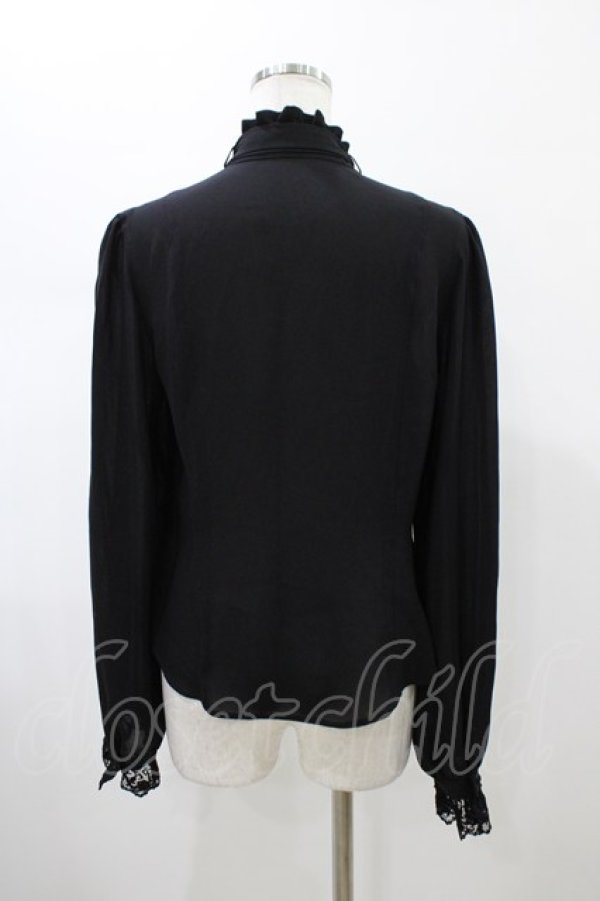 画像2: Moi-meme-Moitie / ローズリボンブラウス  ブラック H-26-01-25-1012-MO-BL-KB-ZH (2)