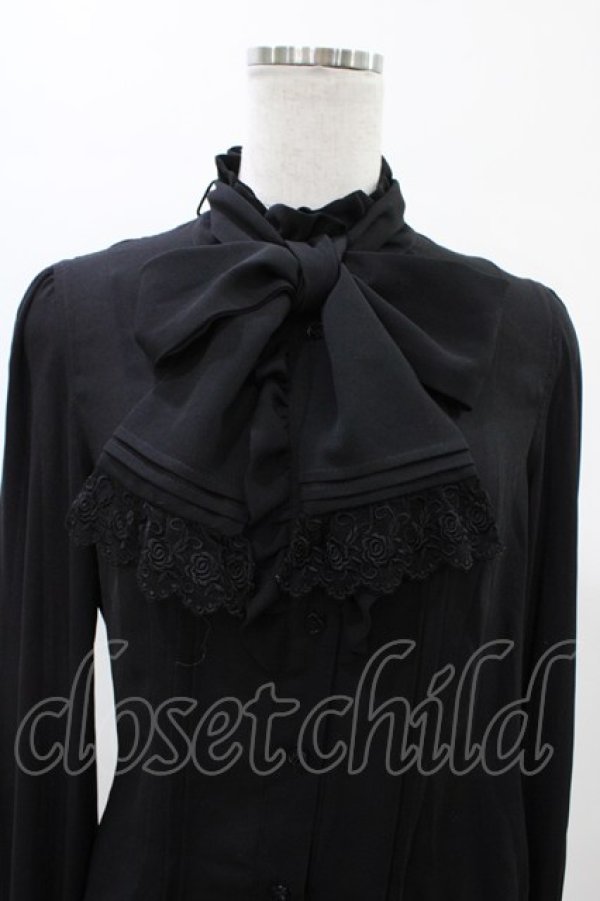 画像4: Moi-meme-Moitie / ローズリボンブラウス  ブラック H-26-01-25-1012-MO-BL-KB-ZH (4)