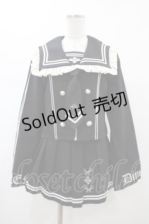 画像: DimMoire / REFLEM×DimMoire/ロゴ刺繍セーラーSET UP  黒×白 H-26-01-25-1014-0-OP-KB-ZH