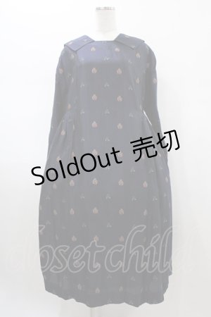 画像: Jane Marple / British jacquard tablier dress  ネイビー H-26-01-25-1016-JM-OP-KB-ZH