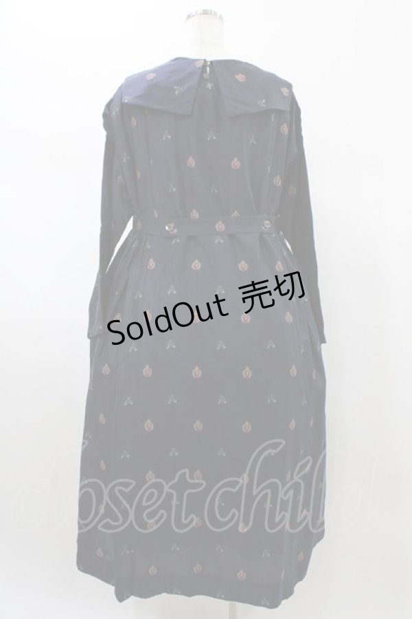 画像2: Jane Marple / British jacquard tablier dress  ネイビー H-26-01-25-1016-JM-OP-KB-ZH (2)