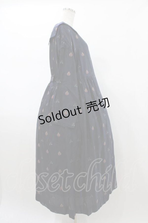 画像3: Jane Marple / British jacquard tablier dress  ネイビー H-26-01-25-1016-JM-OP-KB-ZH (3)