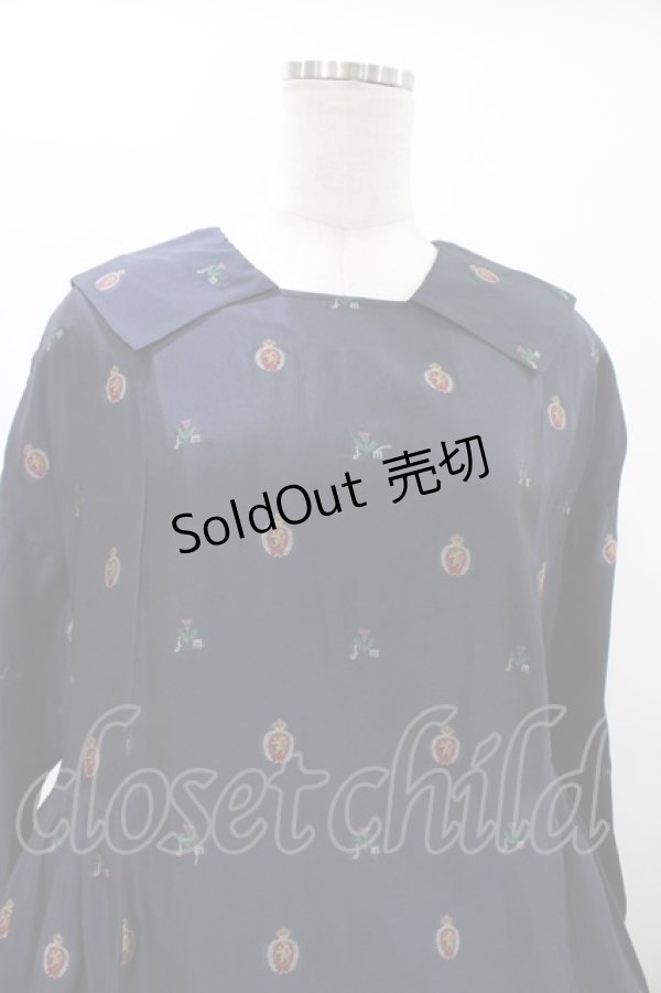 画像4: Jane Marple / British jacquard tablier dress  ネイビー H-26-01-25-1016-JM-OP-KB-ZH (4)