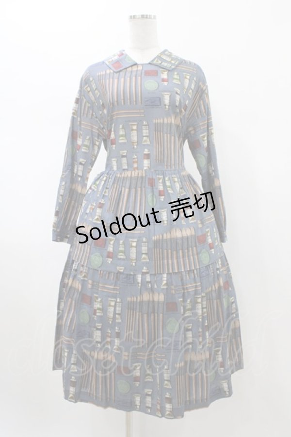 画像1: Jane Marple / Painting Kitティアードドレス  スティールブルー H-26-01-25-1018-JM-OP-KB-ZH (1)
