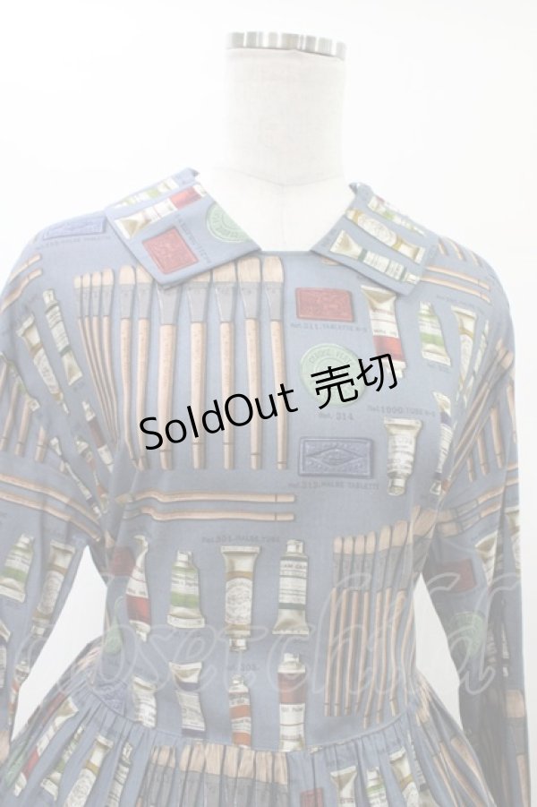 画像4: Jane Marple / Painting Kitティアードドレス  スティールブルー H-26-01-25-1018-JM-OP-KB-ZH (4)