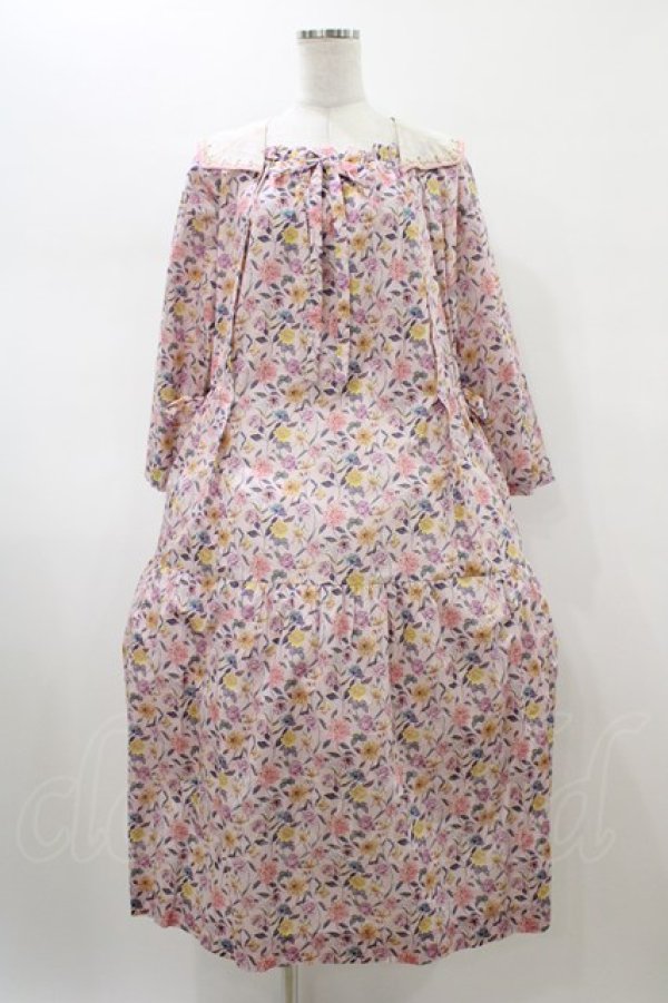 画像1: Jane Marple Dans Le Salon / Gouache gardenのタブリエドレス  ピンク H-26-01-25-1022-JM-OP-KB-ZH (1)