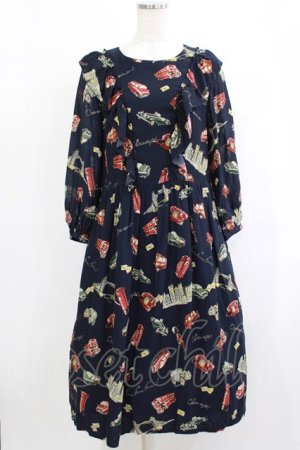 画像: Jane Marple Dans Le Salon / The good oldフリルヨークドレス  ネイビー H-26-01-25-006-JM-OP-KB-ZH