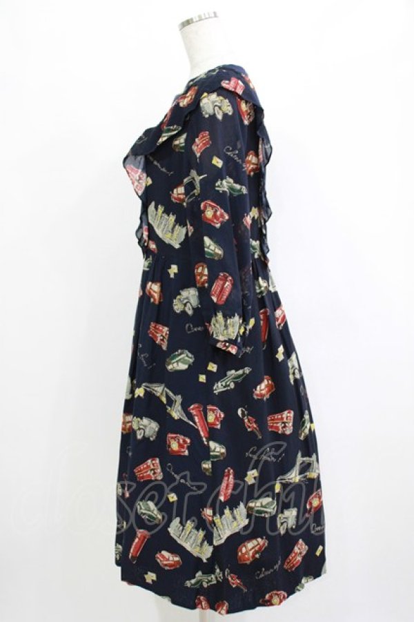 画像2: Jane Marple Dans Le Salon / The good oldフリルヨークドレス  ネイビー H-26-01-25-006-JM-OP-KB-ZH (2)