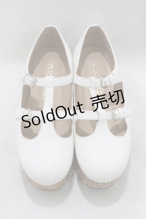 画像: Jane Marple / ウッドソール2ストラップシューズ S ホワイト H-26-01-25-062-JM-SH-KB-ZH