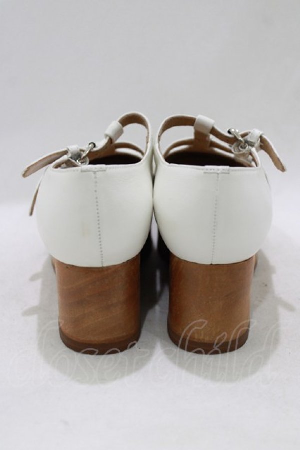 画像3: Jane Marple / ウッドソール2ストラップシューズ S ホワイト H-26-01-25-062-JM-SH-KB-ZH (3)
