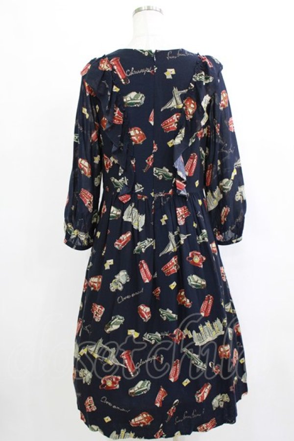 画像3: Jane Marple Dans Le Salon / The good oldフリルヨークドレス  ネイビー H-26-01-25-006-JM-OP-KB-ZH (3)