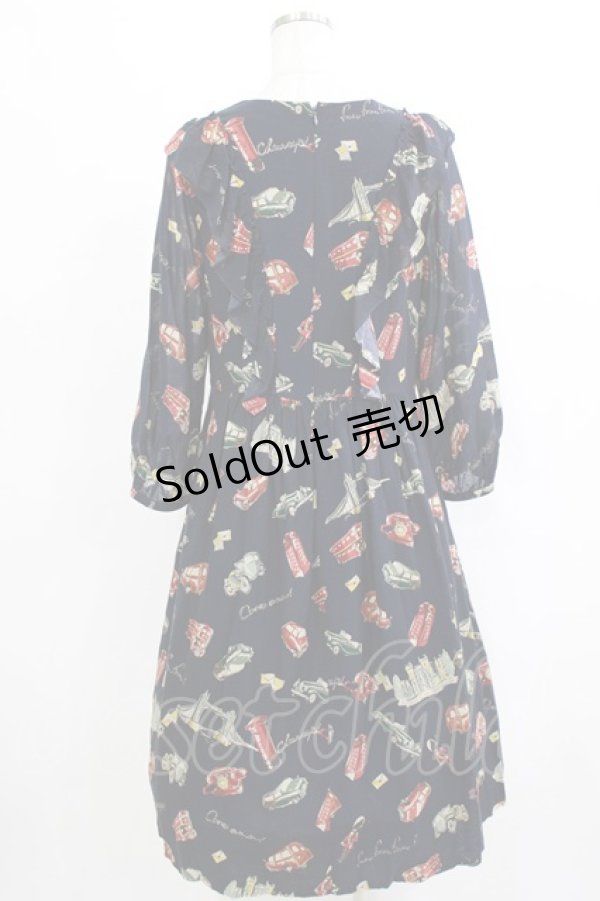 画像3: Jane Marple Dans Le Salon / The good oldフリルヨークドレス  ネイビー H-26-01-25-006-JM-OP-KB-ZH (3)